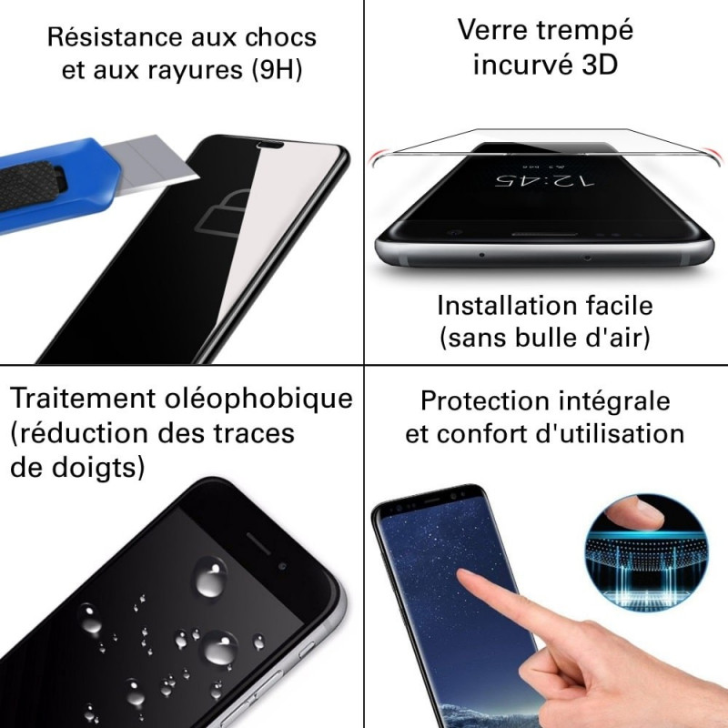 Protecteur écran Verre Trempé Noir Xiaomi 12X - 3D Privacy Incurvé - Neuf
