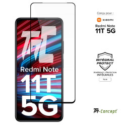 Xiaomi Redmi Note 11T 5G - Verre trempé intégral Protect Noir - adhérence 100% nano-silicone - TM Concept®