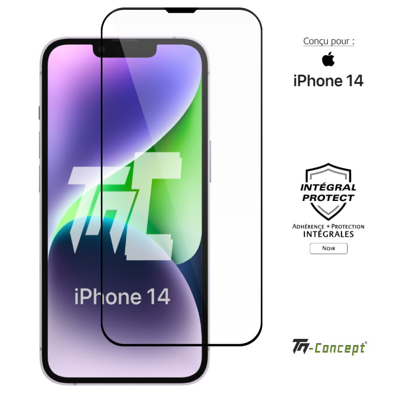 Apple iPhone 14 - Verre trempé intégral Protect - Noir - TM Concept® - Couverture