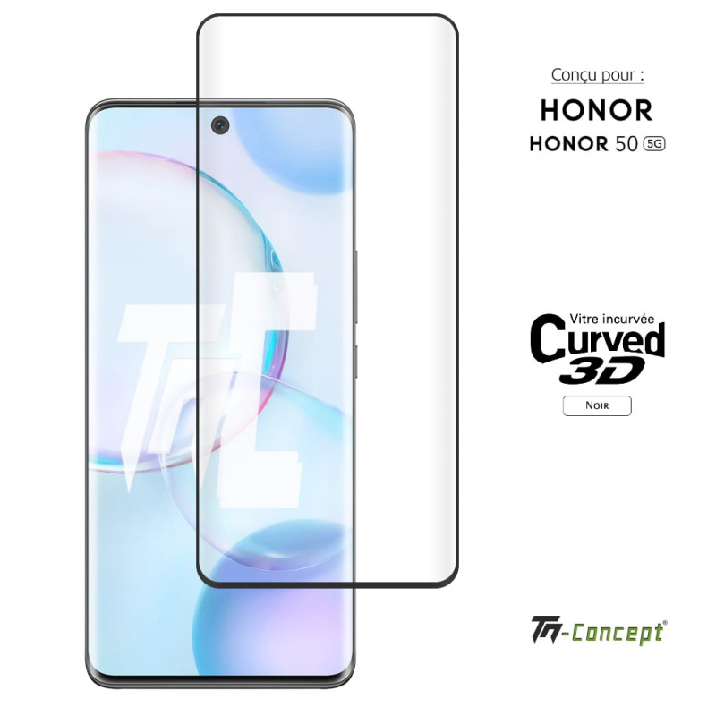 Honor 50 - Verre trempé 3D incurvé - Noir - TM Concept® - image couverture