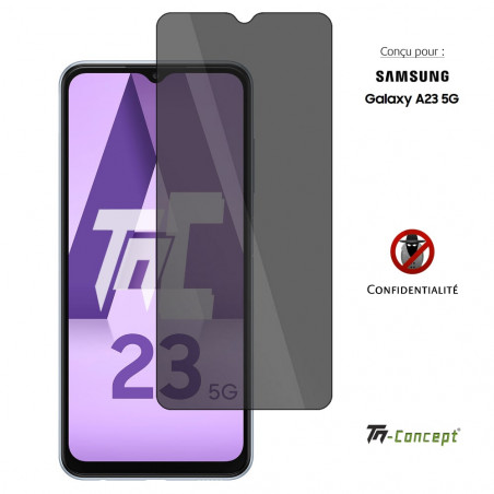 Verre trempé teinté Anti-Espions pour Samsung Galaxy A23 - TM Concept®