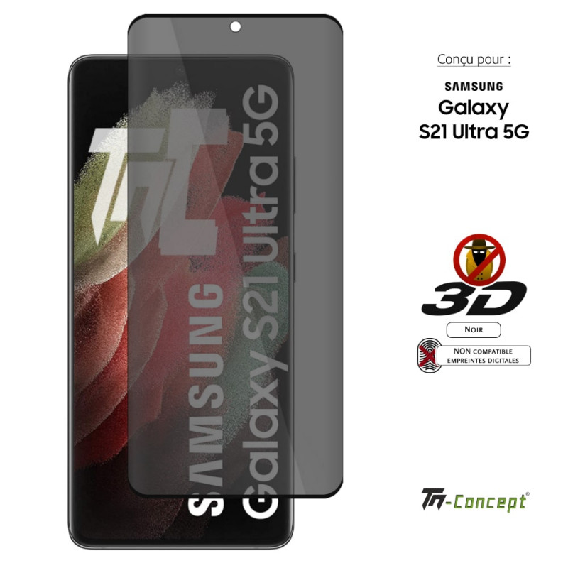 Verre trempé 3D Privacy pour Samsung Galaxy S21 Ultra - TM Concept®