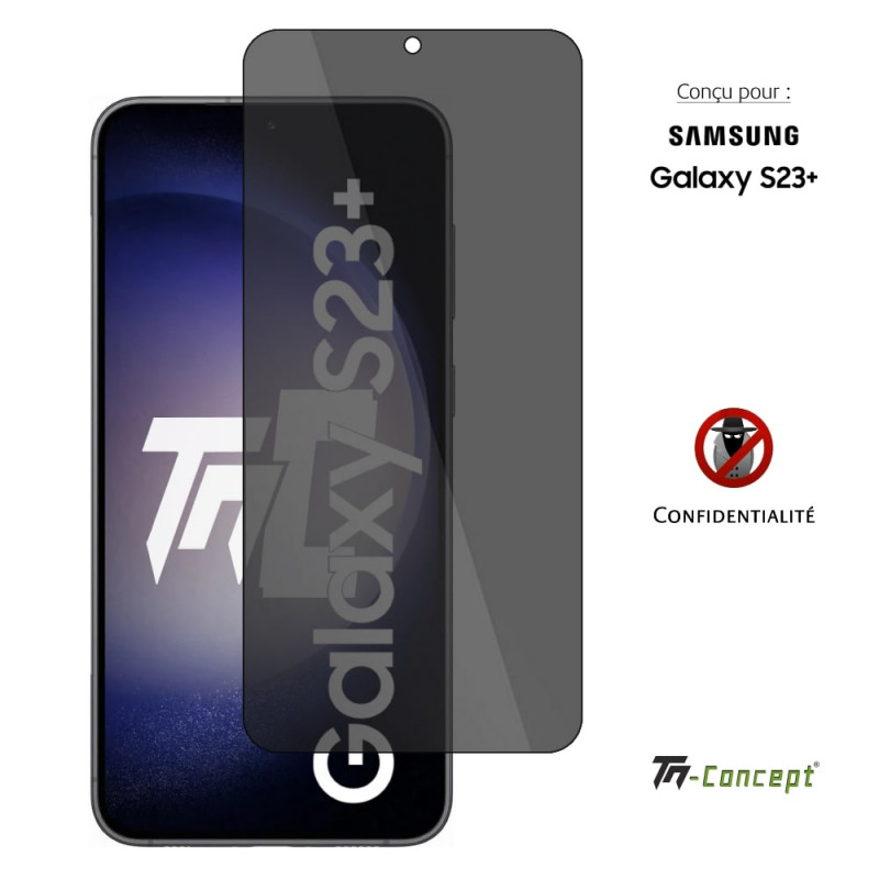 Verre trempé teinté Anti-Espions pour Samsung Galaxy S23+ TM Concept®