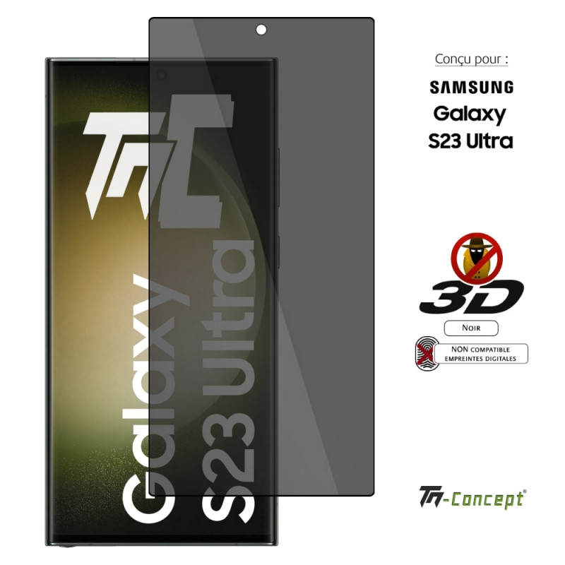 Verre trempé teinté 3D Privacy pour Samsung Galaxy S23 Ultra - TM Concept®