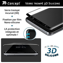 Samsung Galaxy S23 Ultra - Verre trempé incurvé 3D Silicone FingerPrint - TM Concept® - adhérence Gamme 3D Silicone