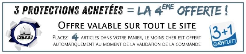 Promotion Verre Trempé : 3 protections d'écran achetées + 1 offerte sur toute la boutique