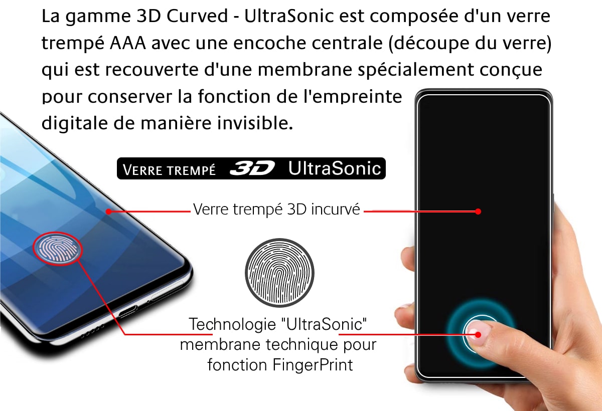 Verre trempé pour Samsung Galaxy S23 Ultra - 3D UltraSonic TM Concept®