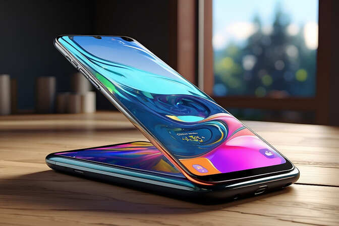 Smartphone Samsung Galaxy stylisé sur un bureau